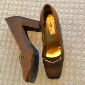 Sacha of London Taupe Silk Loafer Size 8.5 Vintage